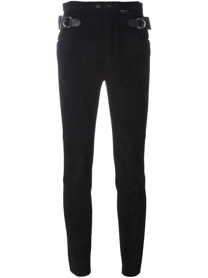 Isabel Marant Skinny Fit Leather Trousers, Women's, Size: 38, Black, Cotton/lamb Skin/spandex/elastane
