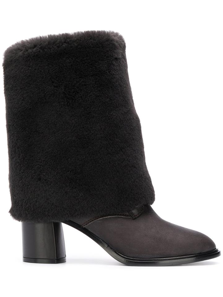 Casadei Shearling Foldover Boots - Brown