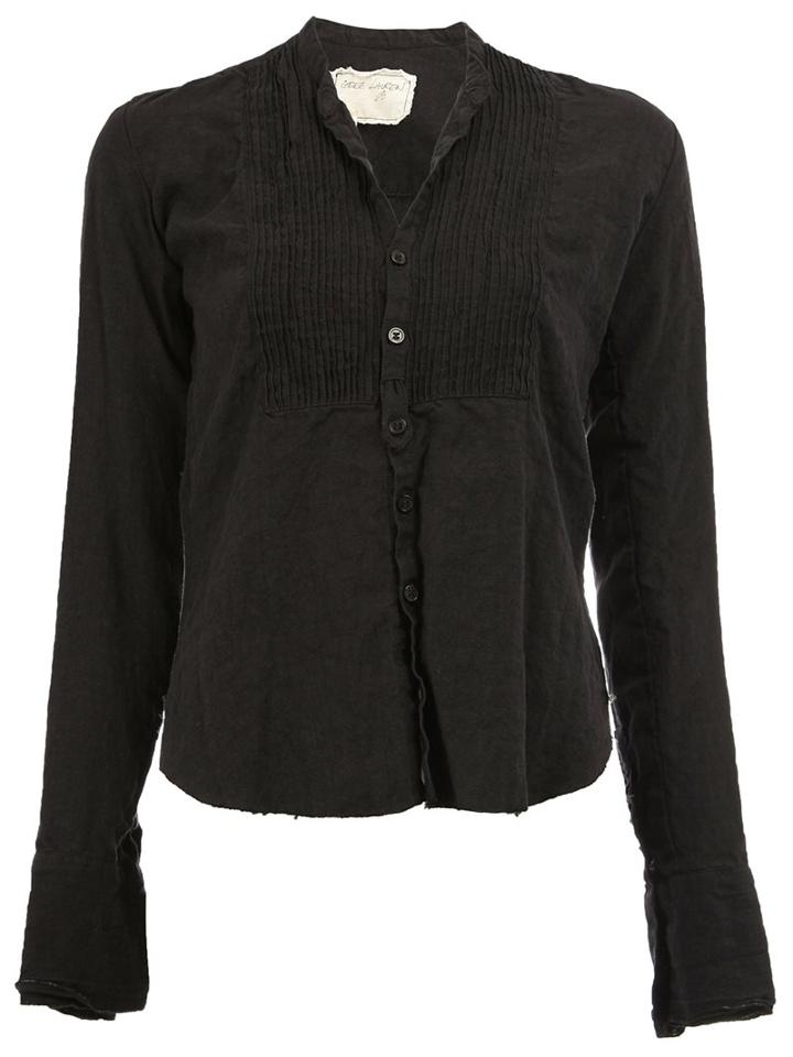 Greg Lauren Pleated Bib Blouse