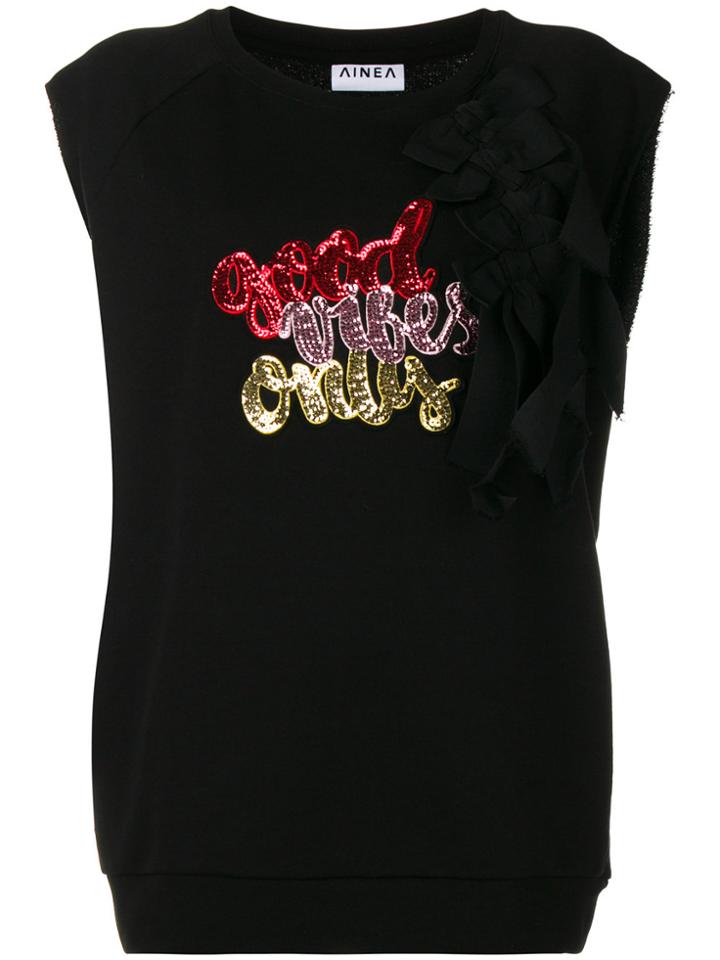 Ainea Good Vibes Only Sleeveless Sweatshirt - Black