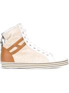 Hogan Rebel R182 Hi-top Sneakers, Women's, Size: 39, Nude/neutrals, Leather/rubber