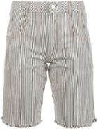 T By Alexander Wang Striped Denim Shorts, Women's, Size: 27, White, Cotton