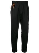 Berwich Classic Chinos With Leather Tie Detail - Black