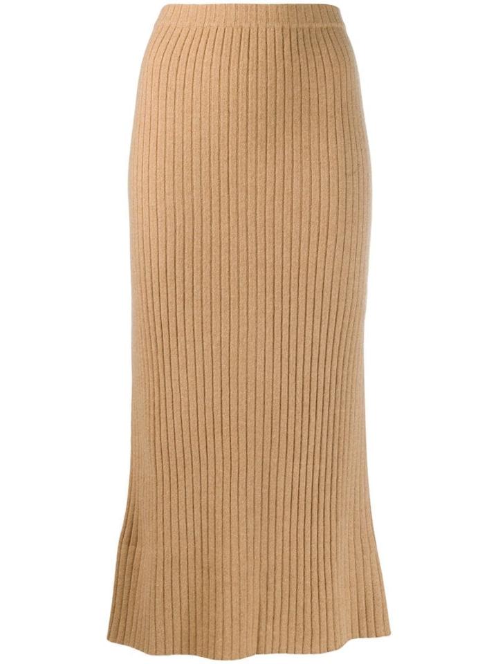 Allude Cashmere Straight Line Skirt - Neutrals