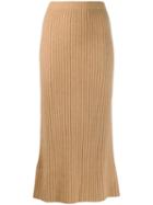 Allude Cashmere Straight Line Skirt - Neutrals
