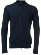 Zanone Slim Fit Zip Cardigan - Blue