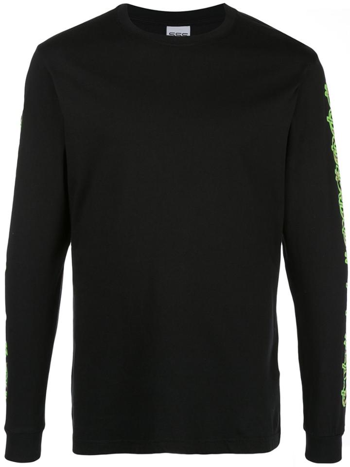 Sss World Corp Fire Dollar Printed-sleeves Sweatshirt - Black