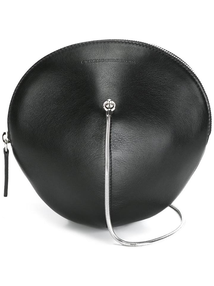 Cédric Charlier Circular Shaped Crossbody Bag, Women's, Black, Calf Leather/nylon