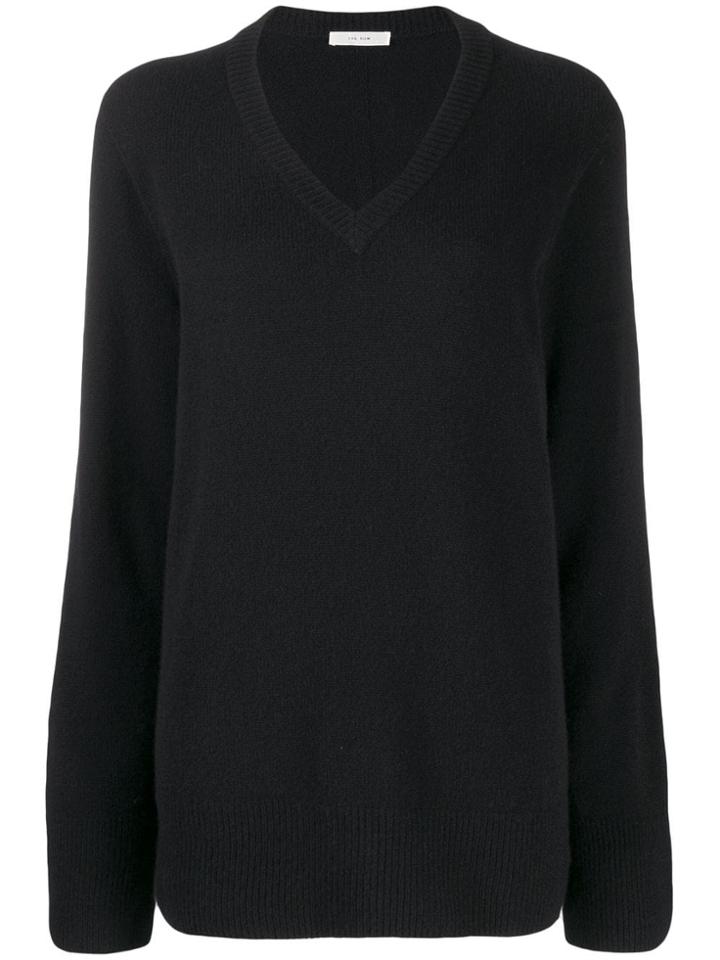 The Row Longline V-neck Jumper - Black