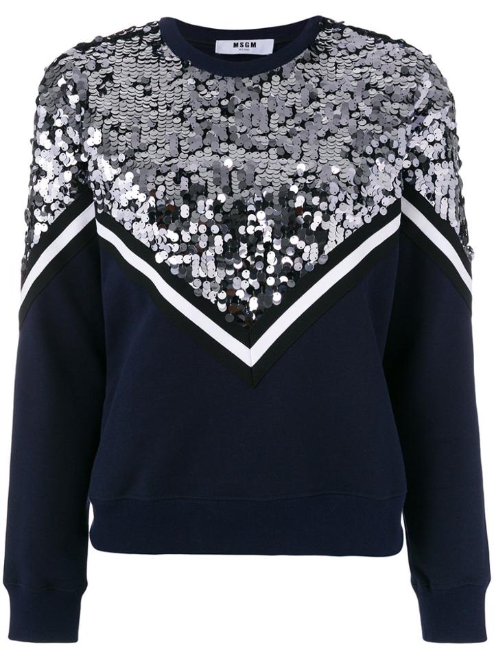 Msgm Sequin Embellished Sweatshirt - Blue