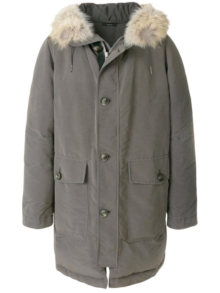 Tom Ford Detachable Hood Trim Padded Parka - Grey