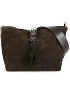 Salar Tassel Detailing Shoulder Bag, Women's, Brown, Calf Leather/calf Suede/metal
