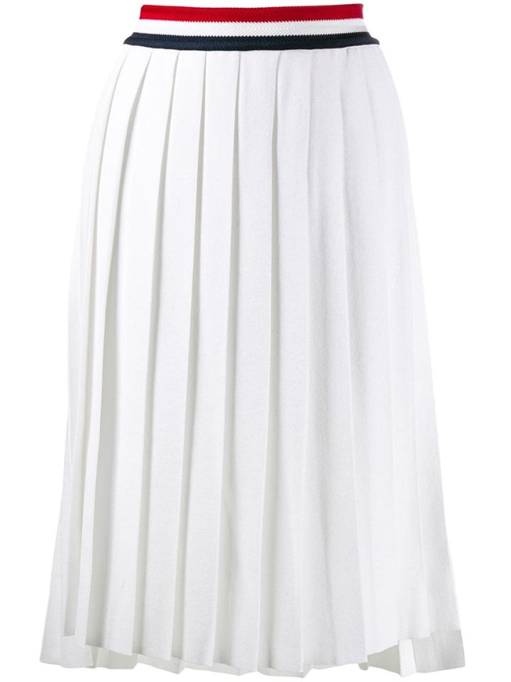 Thom Browne Stripe Waist Pleated Skirt - White