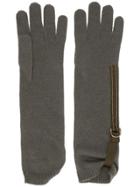 Brunello Cucinelli Long Ribbed Cuff Glovesribbed - Green