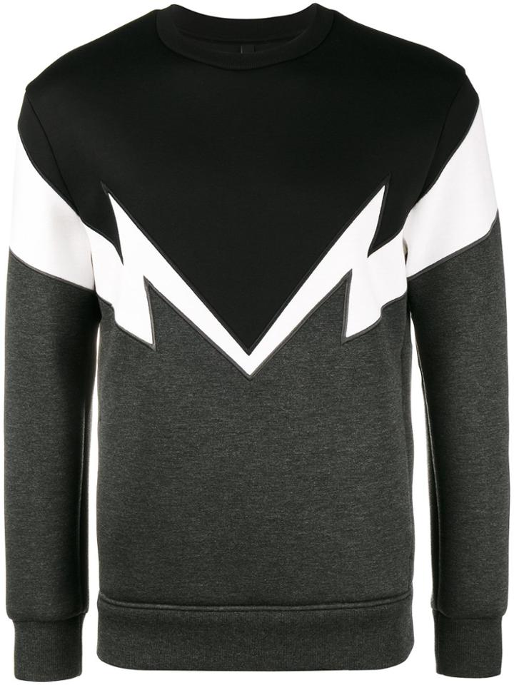 Neil Barrett Bolt To Bolt Embroidered Sweatshirt - Grey