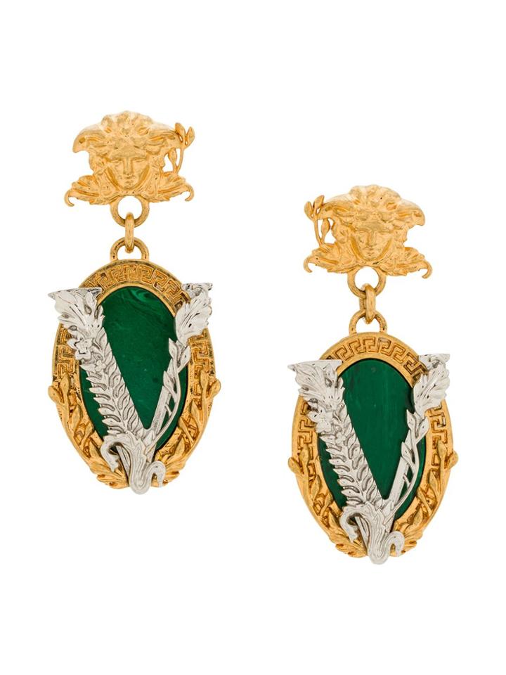 Versace Virtus Drop Earrings - Gold