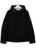 Stone Island Junior Teen Hooded Parka Coat - Black
