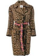 Bazar Deluxe Leopard Print Double Breasted Coat - Brown