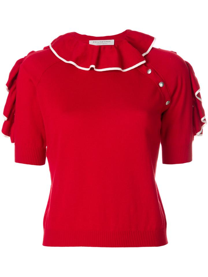Philosophy Di Lorenzo Serafini Short Sleeved Ruffle Top - Red