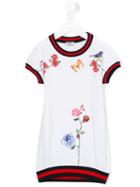 Monnalisa Floral Print T-shirt Dress, Girl's, Size: 10 Yrs, White