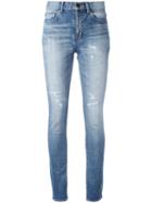 Saint Laurent - Distressed Skinny Jeans - Women - Cotton/spandex/elastane - 30, Blue, Cotton/spandex/elastane
