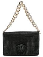 Versace Medusa Shoulder Bag, Women's, Black, Leather/suede/pvc/metal
