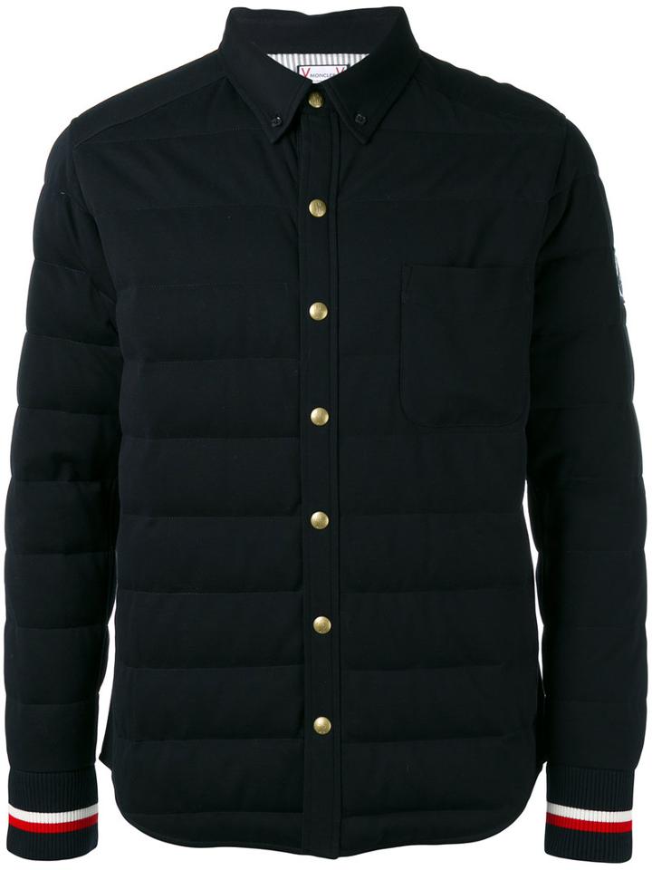 Moncler Gamme Bleu Striped Cuffs Down Jacket, Men's, Size: 2, Blue, Cotton/cupro/goose Down