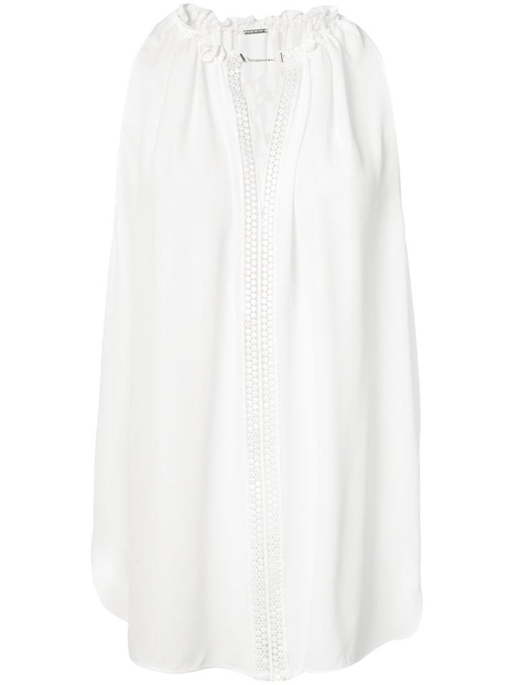 Elie Tahari Gathered Neck Tank, Women's, Size: Small, White, Silk