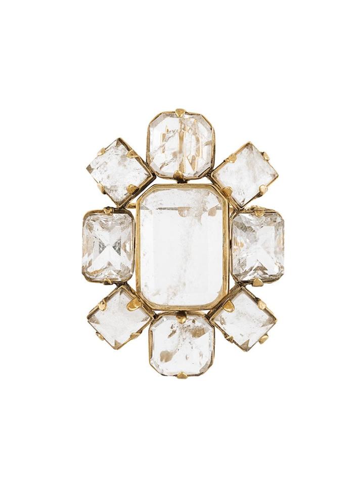 Goossens Crystal-embellished Geometric Brooch - Neutrals