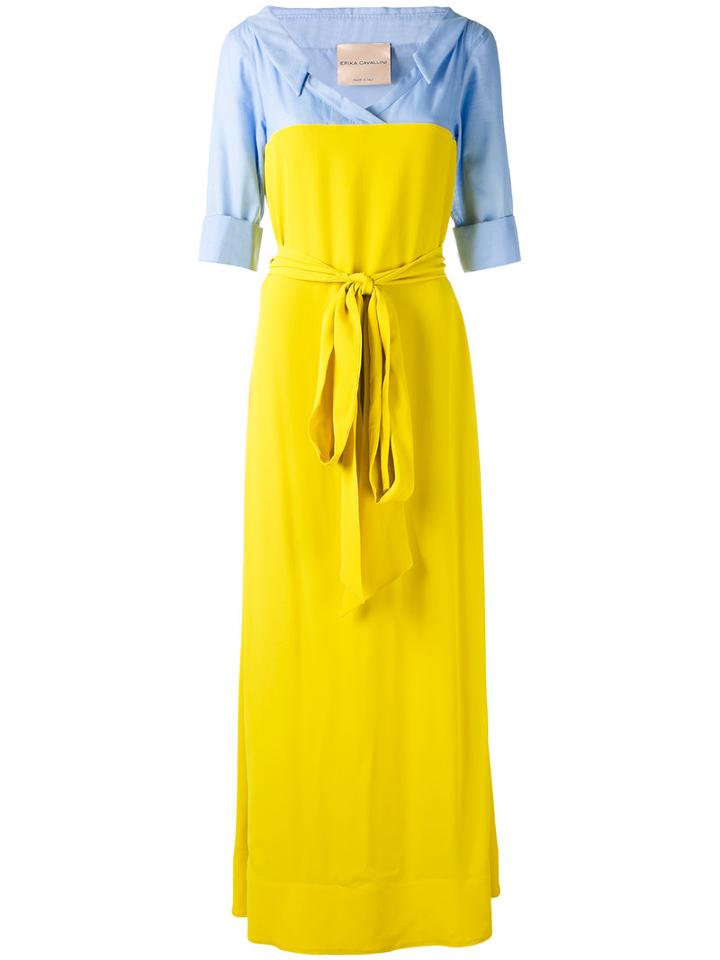 Erika Cavallini - Colour Blocked Dress - Women - Silk/cotton/polyester/acetate - 40, Yellow/orange, Silk/cotton/polyester/acetate