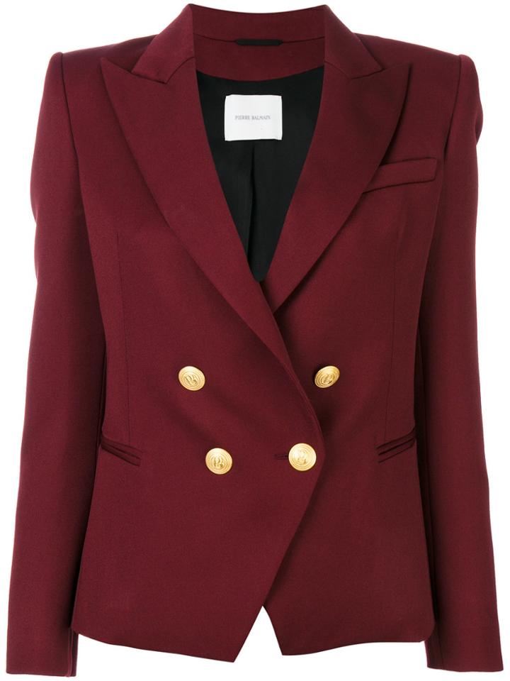 Pierre Balmain Double Breasted Blazer - Red