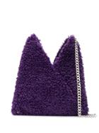 Mm6 Maison Margiela Faux-shearling Shoulder Bag - Purple