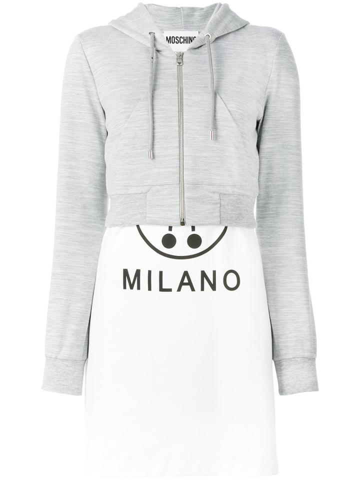 Moschino Hybrid Hoodie Dress, Women's, Size: 42, White, Cotton/other Fibres