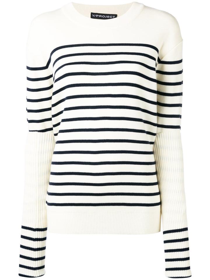 Y / Project Striped Jumper, Women's, Size: Small, White, Merino