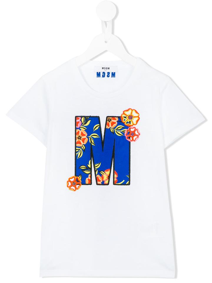 Msgm Kids Printed T-shirt, Girl's, Size: 8 Yrs, White
