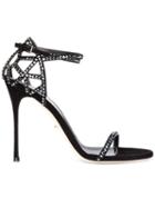 Sergio Rossi Embellished Sandals, Women's, Size: 38, Black, Suede/leather