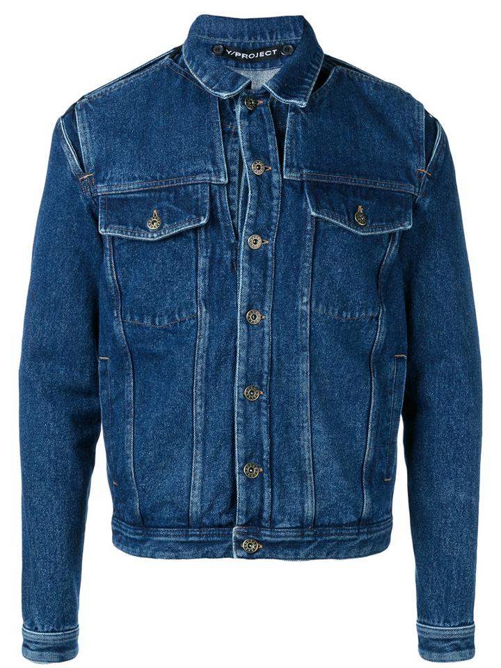 Y / Project Button Up Denim Jacket, Adult Unisex, Size: 44, Blue, Cotton