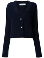 Le Ciel Bleu 'fur Touch' Knit Cardigan, Women's, Size: 36, Blue, Wool