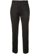 Milly Pinstripe Tailored Trousers - Black