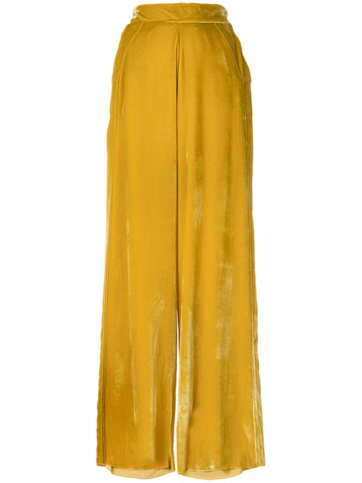 Aviù Velvet Palazzo Trousers - Yellow & Orange