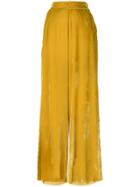 Aviù Velvet Palazzo Trousers - Yellow & Orange