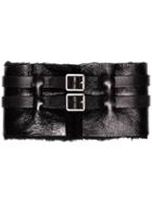 Raf Simons Black Shearling Buckle Scarf