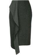 Julia Davidian Ruffle Detail Midi Skirt - Grey