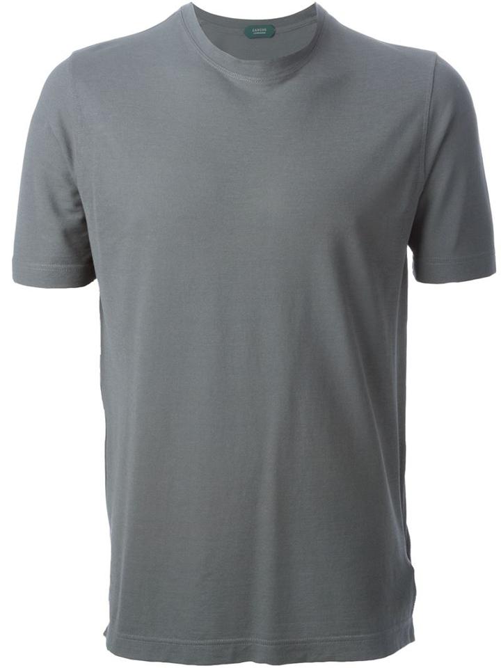 Zanone Round Neck T-shirt, Men's, Size: 52, Grey, Cotton