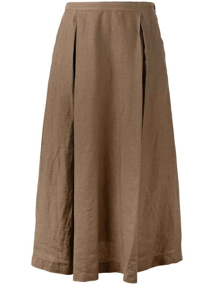 Aspesi - Full Midi Skirt - Women - Linen/flax - 44, Women's, Brown, Linen/flax