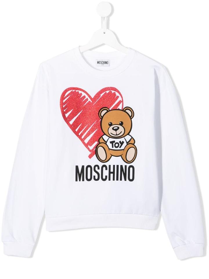 Moschino Kids Teen Teddy Logo Sweatshirt - White