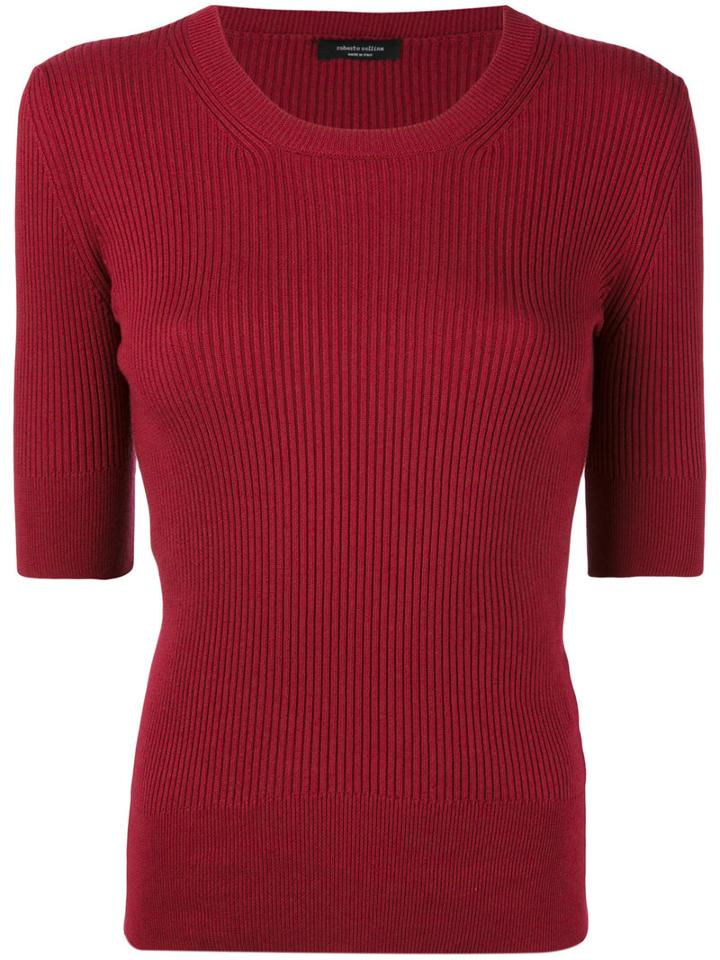 Roberto Collina - Fitted Ribbed T-shirt - Women - Cotton - M, Red, Cotton