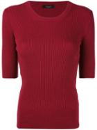 Roberto Collina - Fitted Ribbed T-shirt - Women - Cotton - M, Red, Cotton