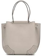Tod's Logo Embossed Tote, Women's, Nude/neutrals, Leather