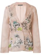 Alberta Ferretti Embellished Belted Blazer - Pink & Purple
